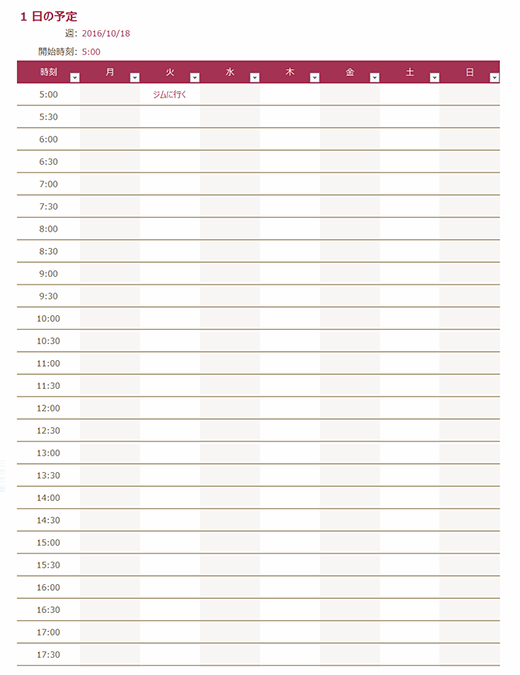 1 日のスケジュール