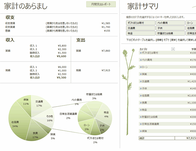 家計簿 月間