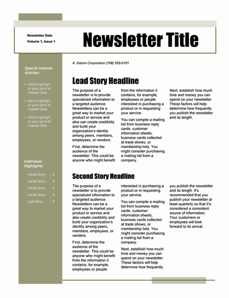 Newsletter (Simple theme, 4-col., 6-pp.)