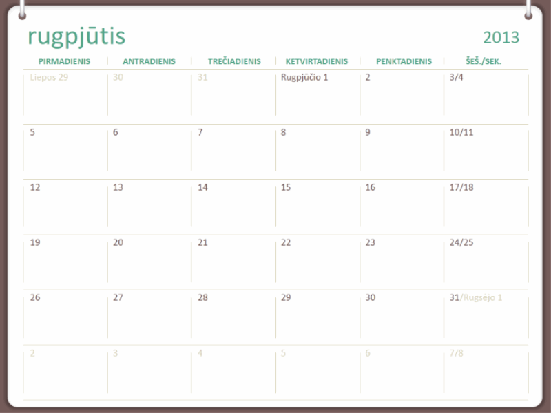 2013–2014 m. mokslo kalendorius (rugpjūtis)