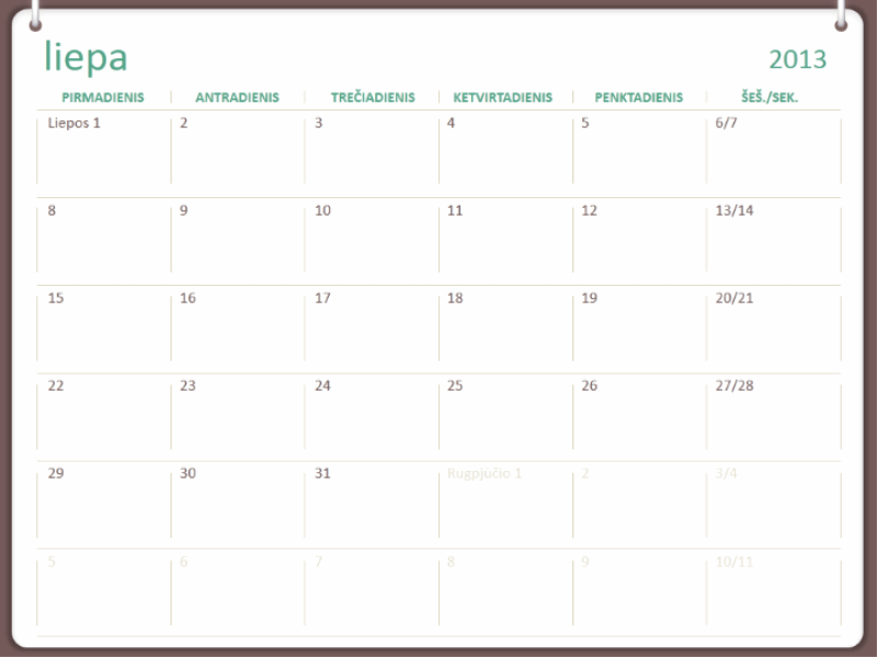 2013–2014 m. akademinis kalendorius (liepa)