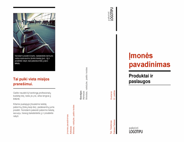 Triskart sulenkiama brošiūra (raudonos ir juodos spalvos dizainas)