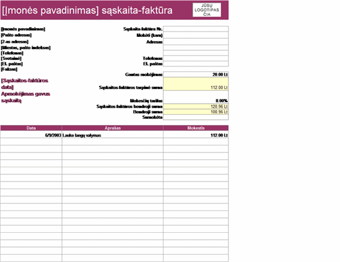 Paslaugų sąskaita-faktūra