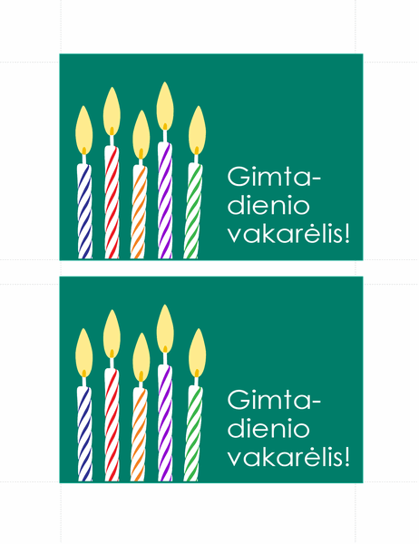 Kvietimo į gimtadienį atvirukai (2 vnt. viename puslapyje)