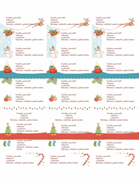 Adreso etiketės (kalėdinės nuotaikos dizainas, 30 puslapyje, naudoti su „Avery“ 5160)