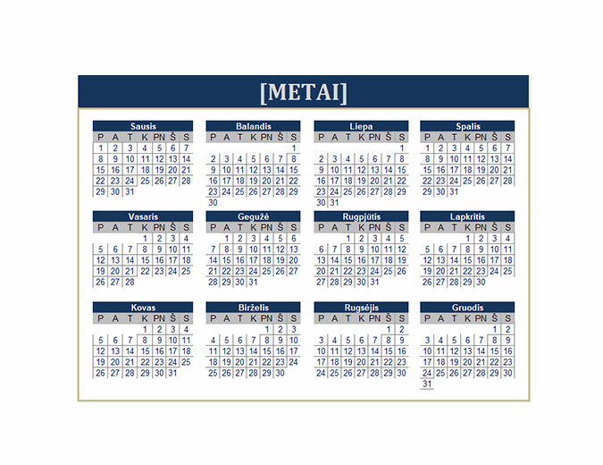 Kalendorius (bet kurių metų)