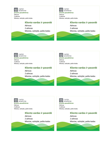 Gabenimo etiketės (dizainas „Žalios bangos“, 6 viename puslapyje) Gabenimo etiketės (dizainas „Žalios bangos“, 6 viename puslapyje)