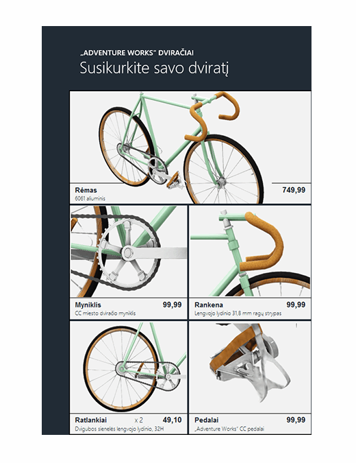 3D „Excel“ produktų katalogas (dviračio modelis)