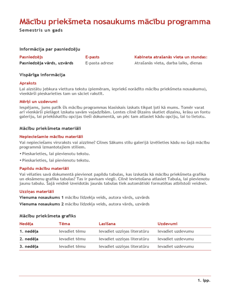 Pasniedzēja mācību priekšmeta programma (krāsa) Pasniedzēja mācību priekšmeta programma (krāsa)