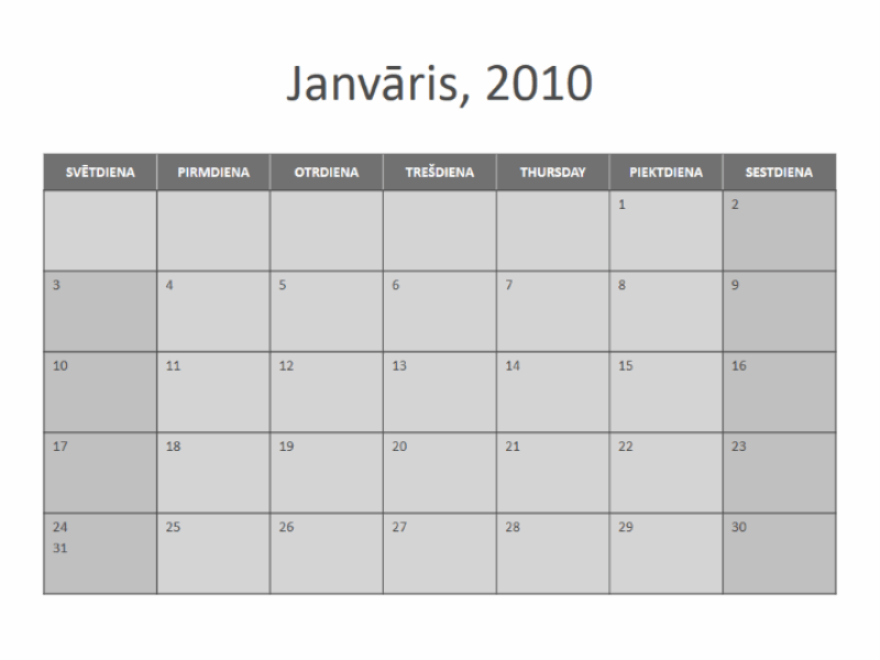 2010. gada kalendārs