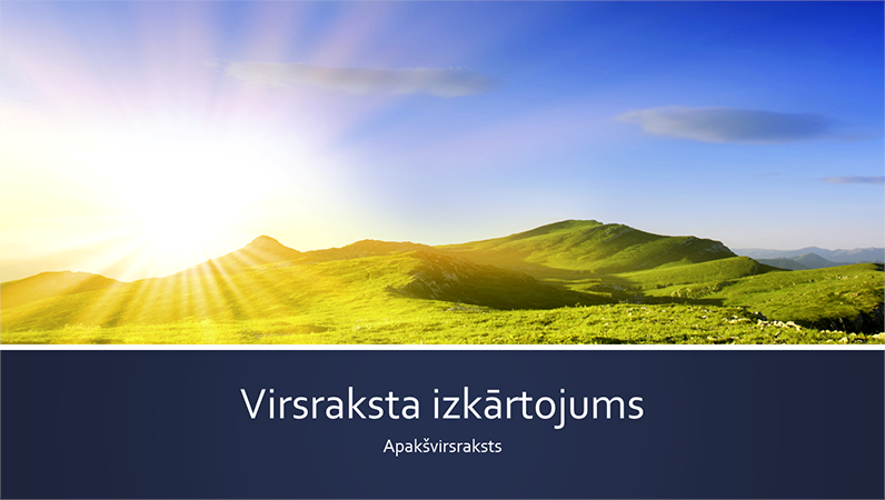 Zilas joslas dabas prezentācija ar kalnu saullēkta fotoattēlu (platekrāna) Zilas joslas dabas prezentācija ar kalnu saullēkta fotoattēlu (platekrāna)