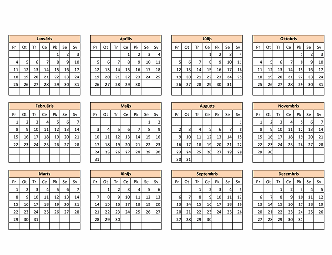 Kalendāra veidotājs (jebkuram gadam)