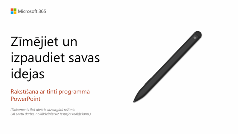 Apmācība par PowerPoint Surface pildspalvu Apmācība par PowerPoint Surface pildspalvu