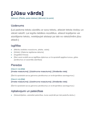 Vienkāršs CV Vienkāršs CV