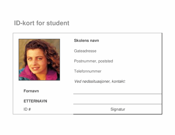 Identifikasjonskort for student