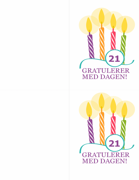 Fødselsdagskort for milepæler (2 per side, for Avery 8315)