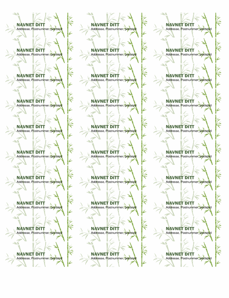 Avsenderadresseetiketter (Bambus, 30 per side, fungerer med Avery 5160)
