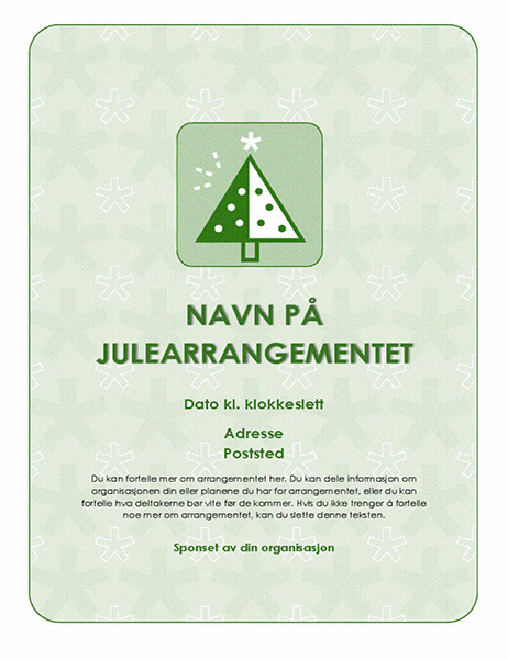 Flygeblad for julearrangement (med grønt tre)