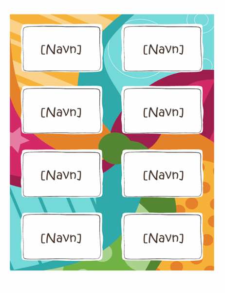 Navnemerker (lys utforming, 8 per side, fungerer med Avery 5395 og lignende)