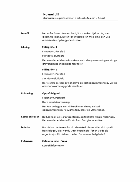 Kronologisk CV (minimalistisk utforming)