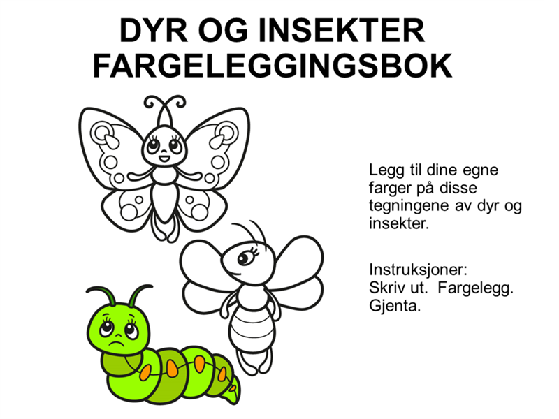 Dyr og innsekter fargeleggingsbok Dyr og innsekter fargeleggingsbok