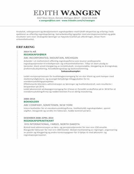 CV for regnskap CV for regnskap