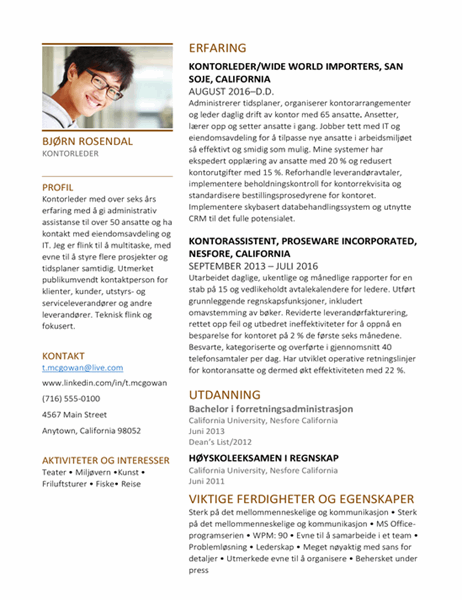 CV for kontorleder CV for kontorleder