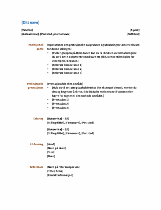 CV (funksjonell utforming) CV (funksjonell utforming)