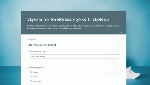Skjema for foreldresamtykke til skoletur