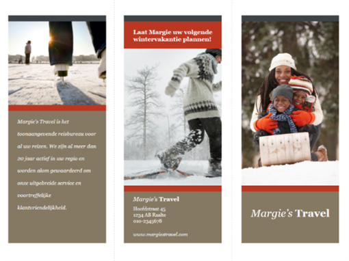 In drieën gevouwen reisbrochure (rood en grijs ontwerp) In drieën gevouwen reisbrochure (rood en grijs ontwerp)