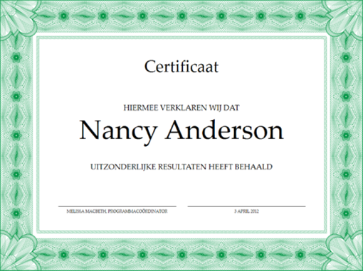 Certificaat (groen)