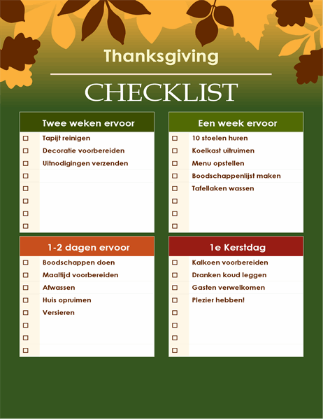 Groene Thanksgiving-checklist