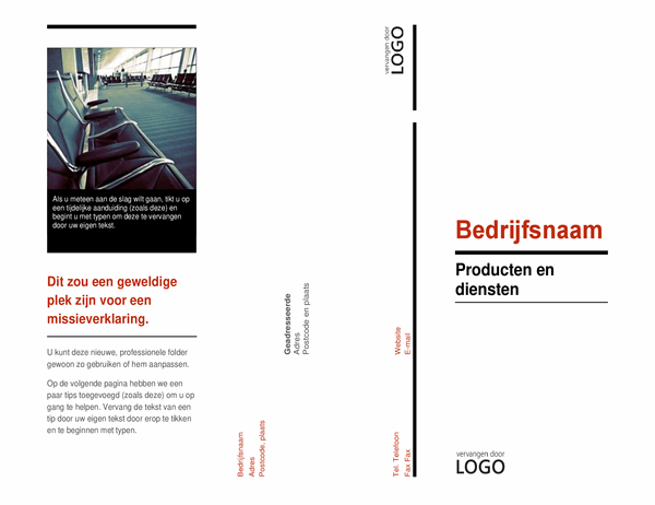 Brochure met drie vouwen (rood en zwart ontwerp)