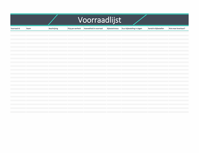 Voorraadlijst Voorraadlijst