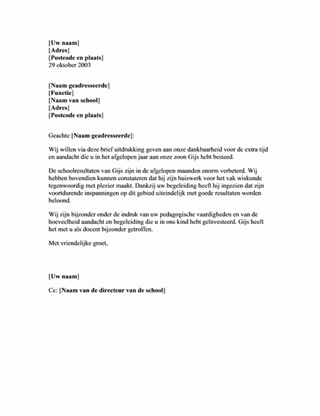 Voorbeeld Van Bedankings Brief