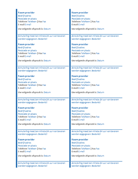 Afspraakkaarten (10 per pagina) Afspraakkaarten (10 per pagina)