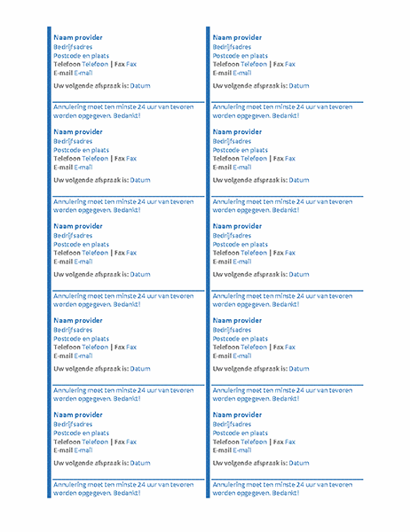 Afspraakkaarten (10 per pagina) Afspraakkaarten (10 per pagina)