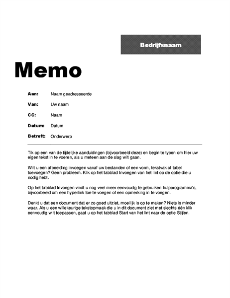 Intern memo (professioneel ontwerp)