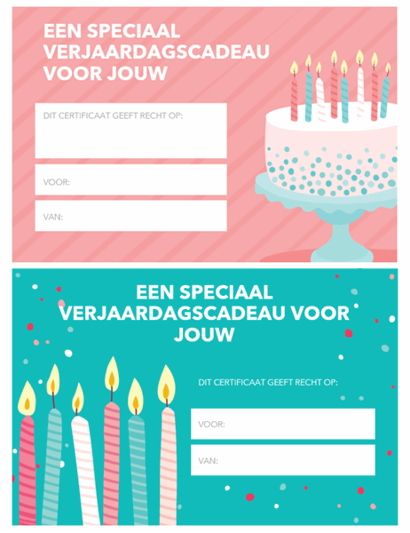 Cadeaubon voor verjaardag (Helder ontwerp)