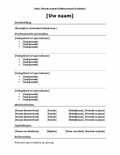 Functioneel CV (traditioneel ontwerp)