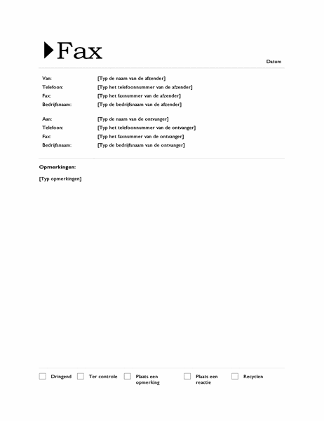 Voorblad voor fax (thema oorsprong)