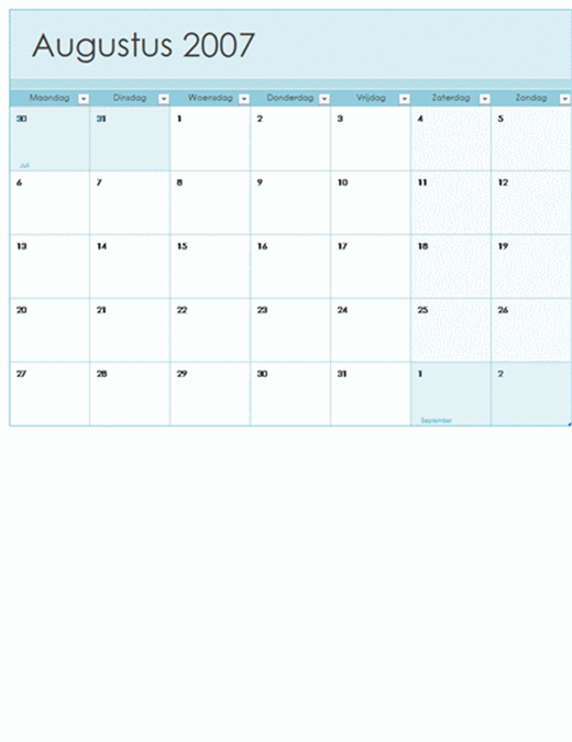 Kalender voor academisch jaar 2007-2008 (13 pagina's, ma-zo)