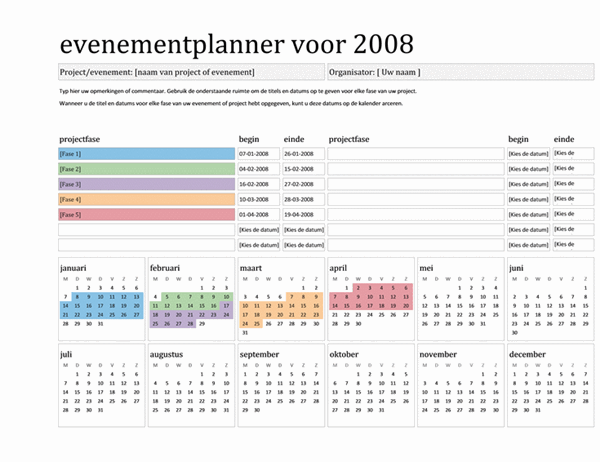 Evenementplanner voor 2008 (ma-zo)