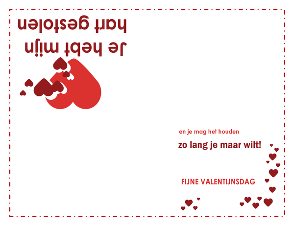 Valentijnskaart (met hart, in vieren gevouwen)