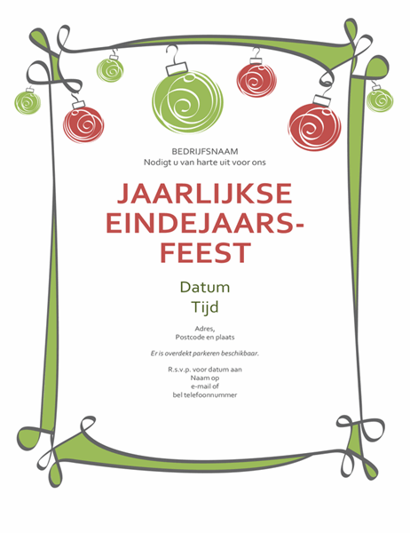 Uitnodiging voor feestdagen met ornamenten en wervelende rand (informeel ontwerp) Uitnodiging voor feestdagen met ornamenten en wervelende rand (informeel ontwerp)