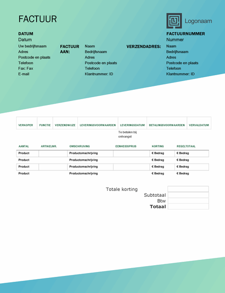 Verkoopfactuur (Groene kleurovergang) Verkoopfactuur (Groene kleurovergang)