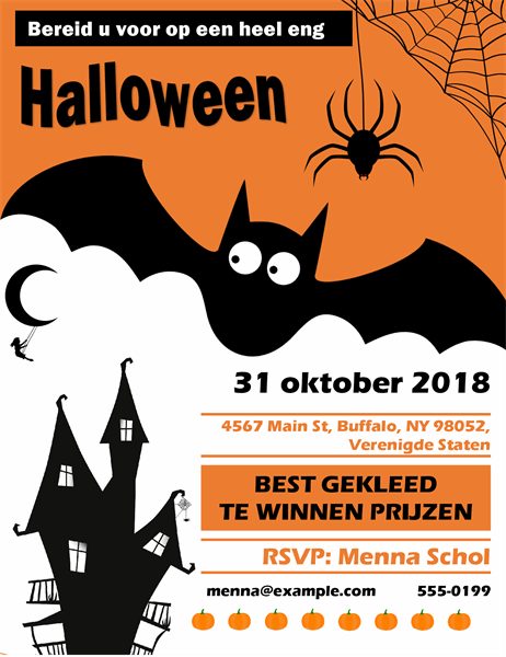 Folder voor Halloween-feest met griezelige vleermuizen