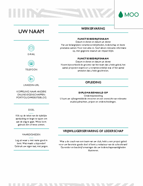 Creatief resumé, ontworpen door MOO Creatief resumé, ontworpen door MOO