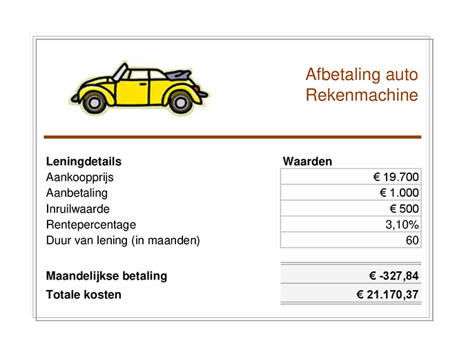 Betalingscalculator voor voertuiglening