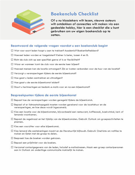 Checklist voor boekenclub